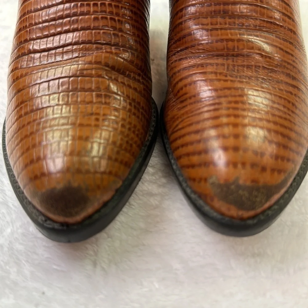Texas Kids Leather Rodeo Cowboy Boot Equestrian Western Tan/Black Size 9